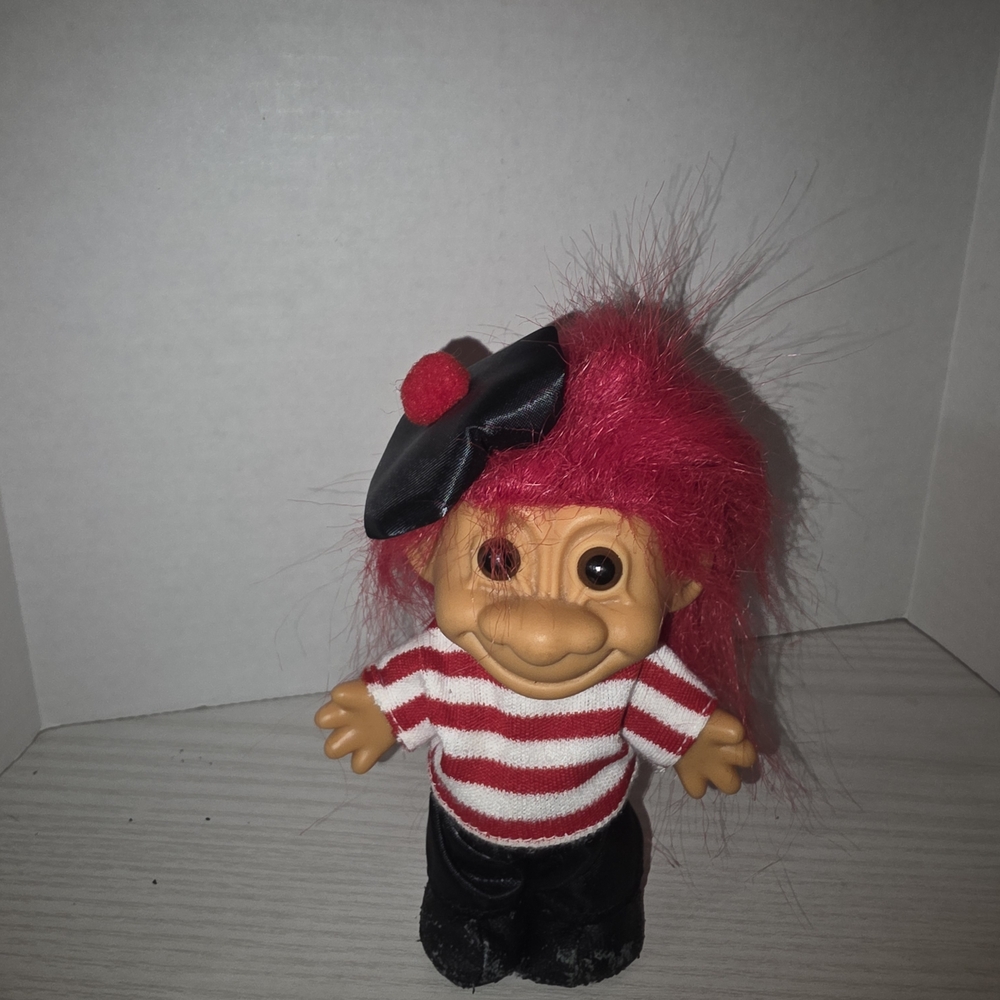 Russ Troll Doll with Red Hair and Striped Outfit
